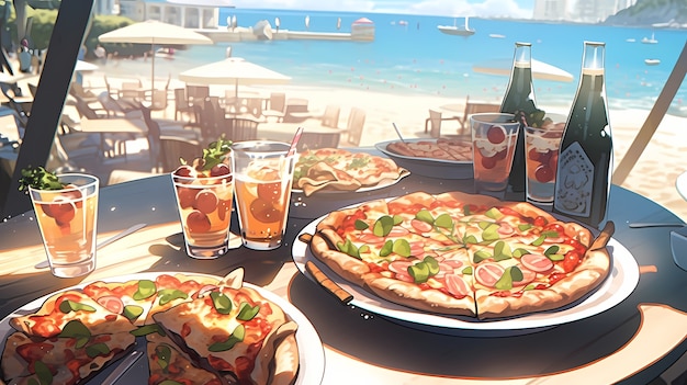 Foto grátis vista de uma pizza saborosa no estilo de anime
