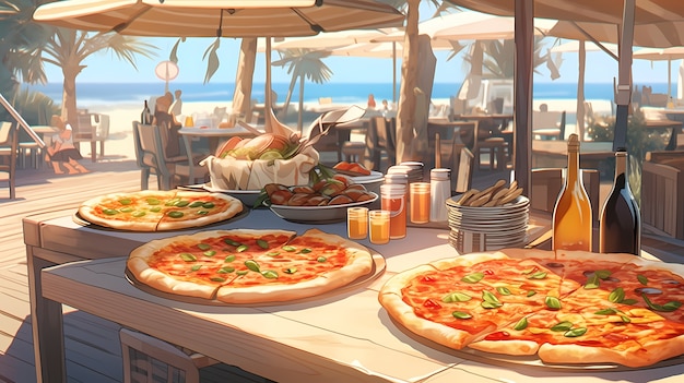 Foto grátis vista de uma pizza saborosa no estilo de anime