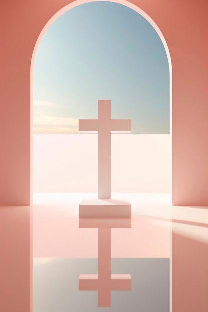 Foto grátis vista de uma simples cruz religiosa 3d