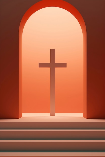 Vista de uma simples cruz religiosa 3D