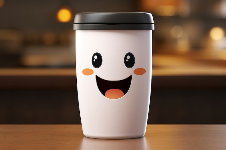 Foto grátis vista de uma xícara de café animada em 3d