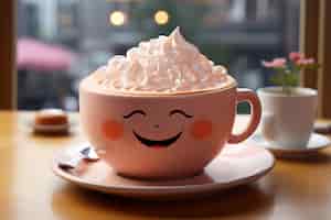 Foto grátis vista de uma xícara de café animada em 3d