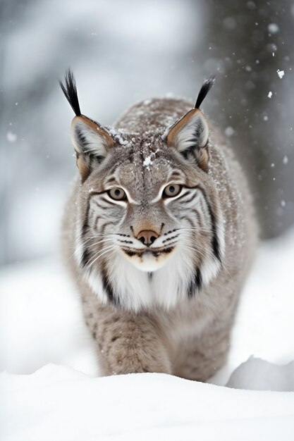 Vista do animal lince na natureza