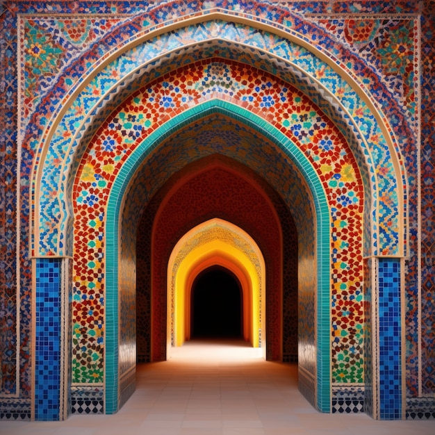 Foto grátis vista do arco 3d com motivo islâmico