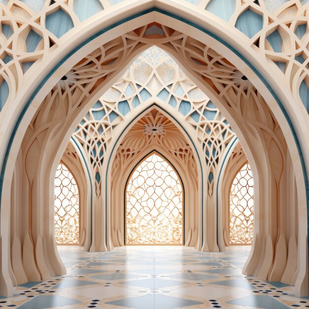 Vista do arco 3D com motivo islâmico