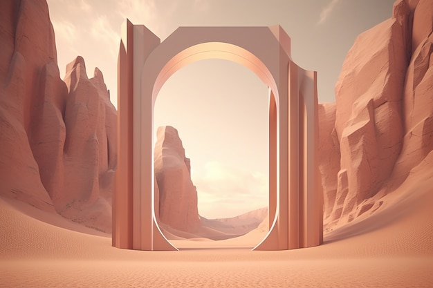 Vista do arco do deserto com paisagem natural