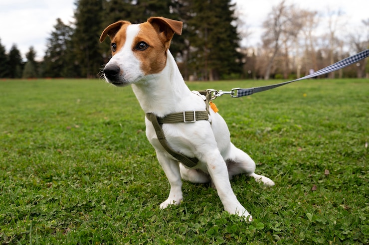 Foto grátis vista do cachorro fofo aproveitando o tempo na natureza no parque