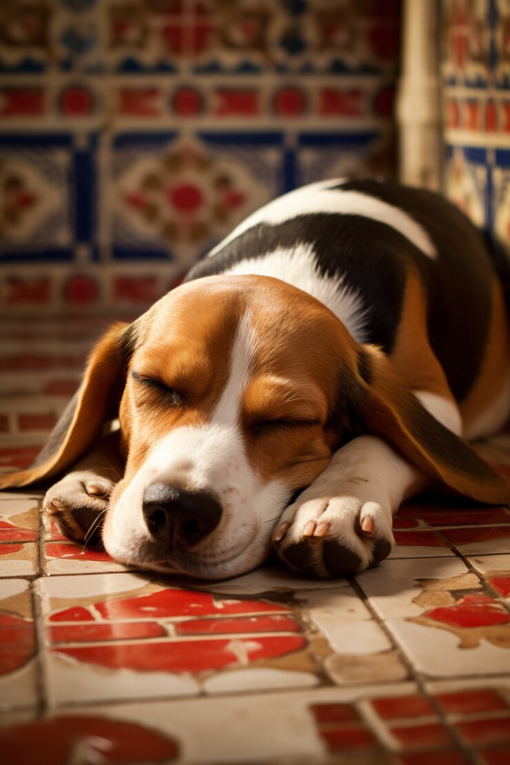 Foto grátis vista do cachorro fofo dormindo pacificamente em casa