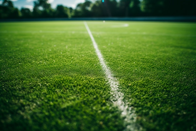 Vista do campo de futebol com grama