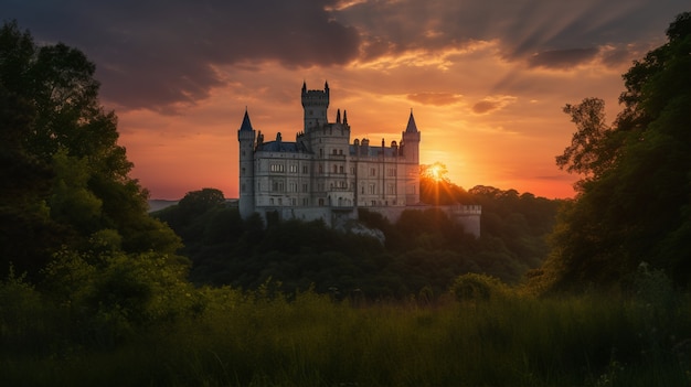 Foto grátis vista do castelo com paisagem natural