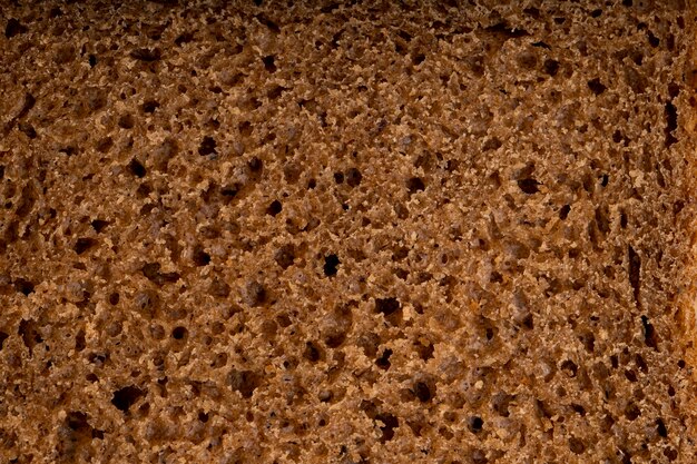 Vista do close-up da textura do pão de centeio para usos de fundo