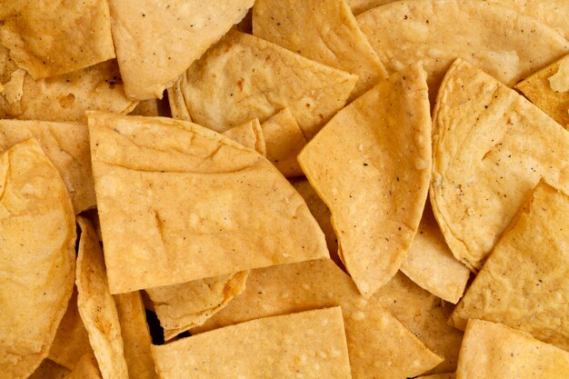 Vista do close-up de tortilla chips