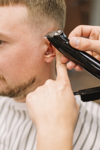 Vista do close-up do conceito de barbearia