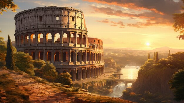 Vista do colosseu do antigo império romano