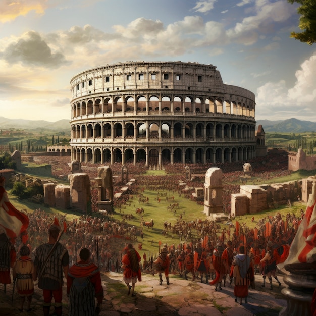 Vista do colosseu do antigo império romano
