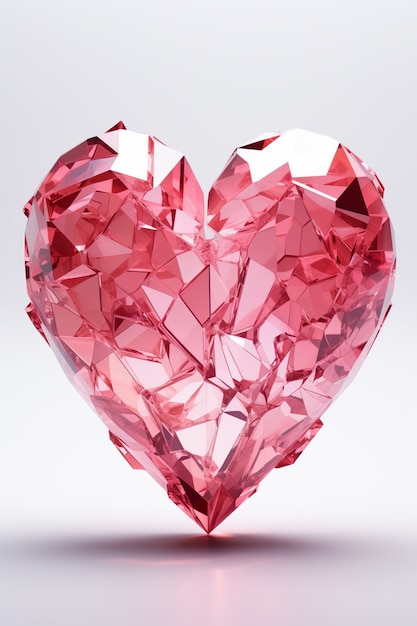 Vista do coração partido feito de pedra preciosa ou cristal
