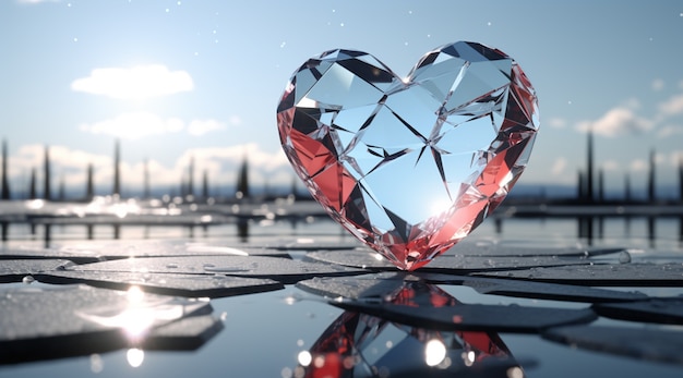 Foto grátis vista do coração partido feito de pedra preciosa ou cristal