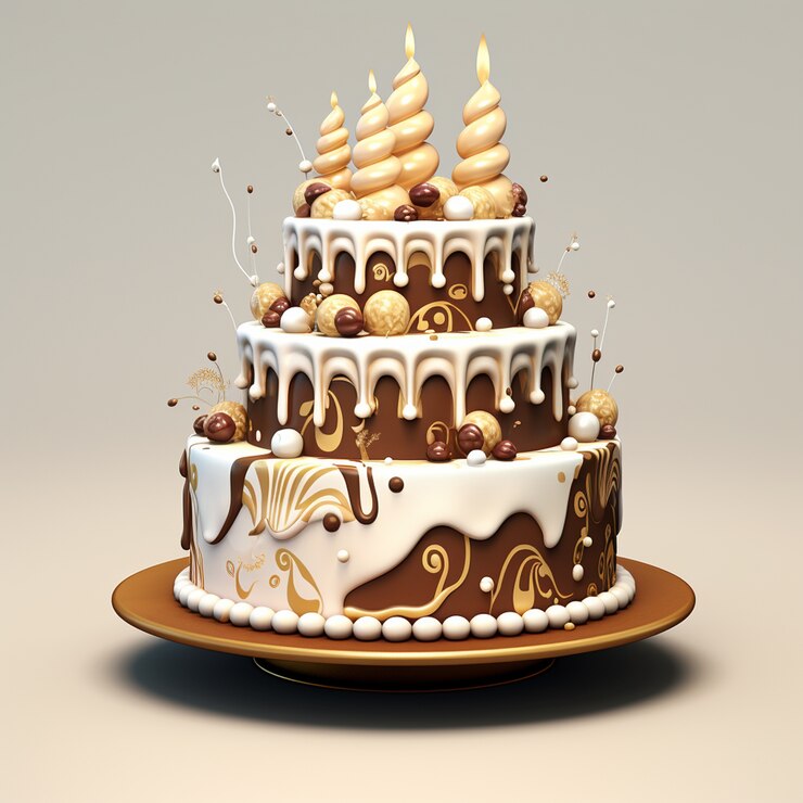 Foto grátis vista do delicioso bolo 3d com velas
