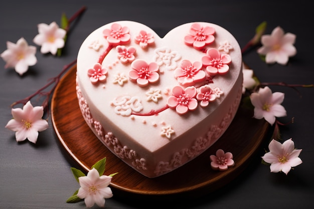 Foto grátis vista do delicioso bolo em forma de coração