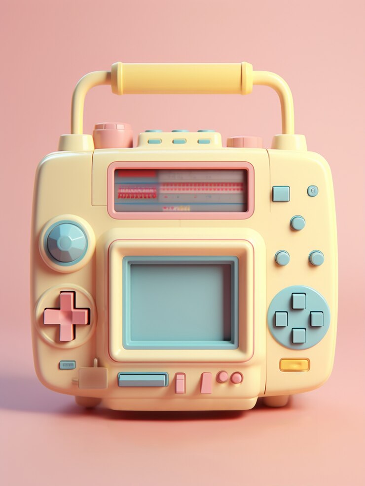 Foto grátis vista do dispositivo de jogos 3d