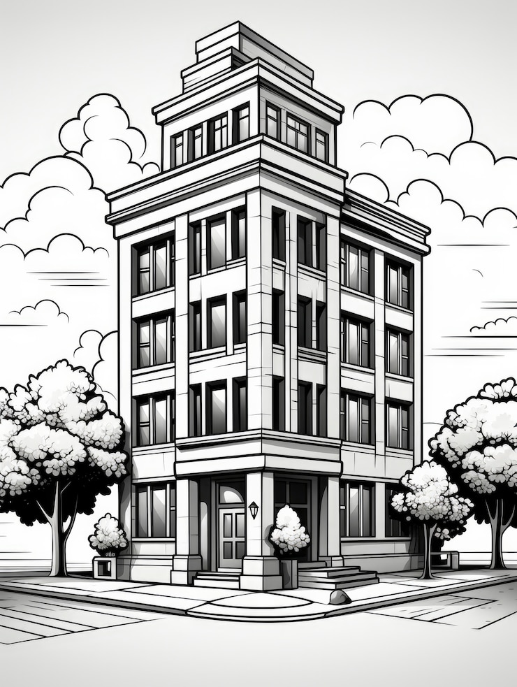 Foto grátis vista do edifício com arquitetura de estilo de desenho animado