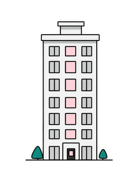 Vista do edifício com arquitetura de estilo de desenho animado