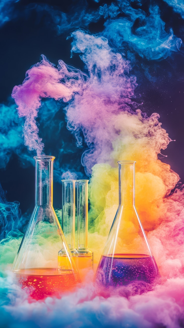 Foto grátis vista do equipamento de laboratório em luzes de néon