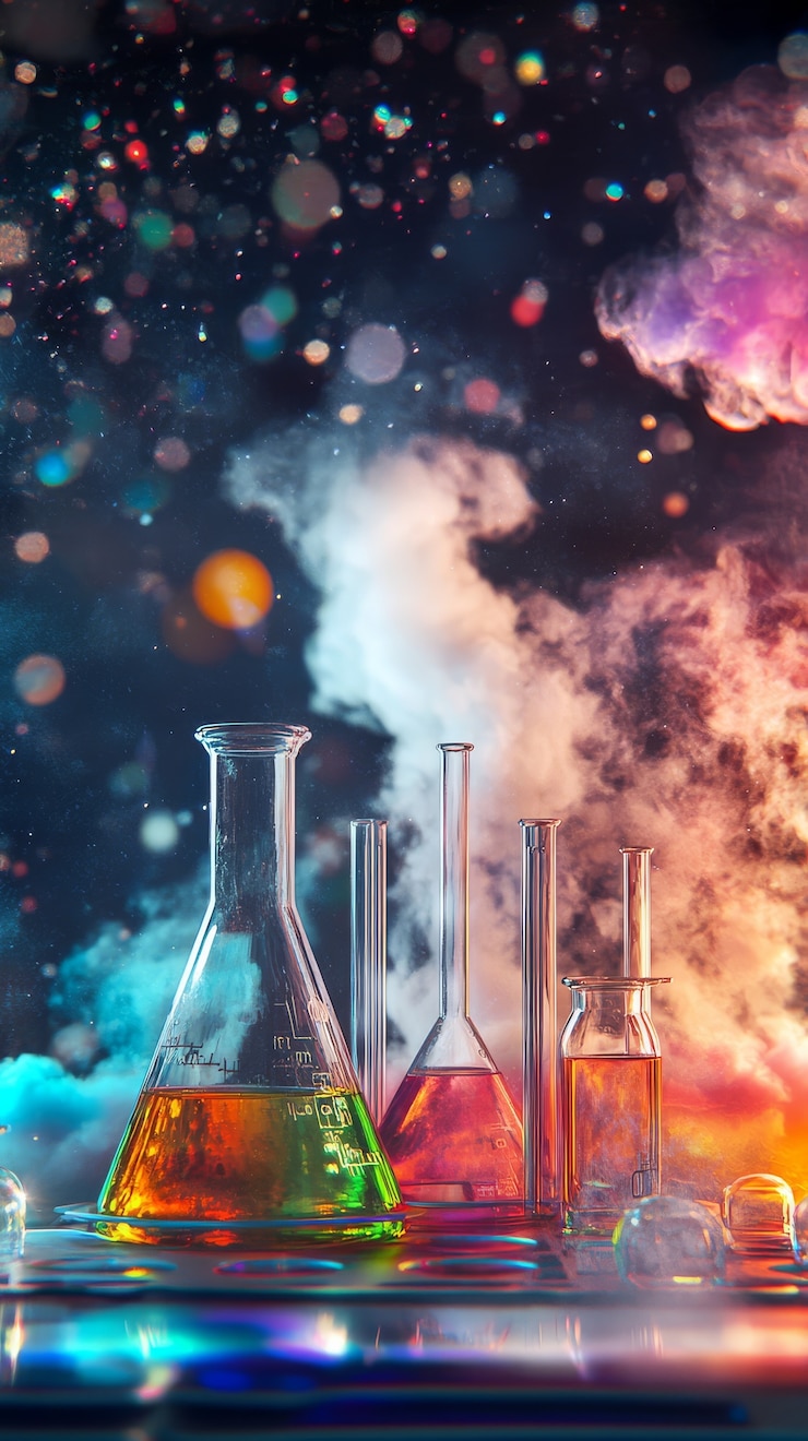 Foto grátis vista do equipamento de laboratório em luzes de néon
