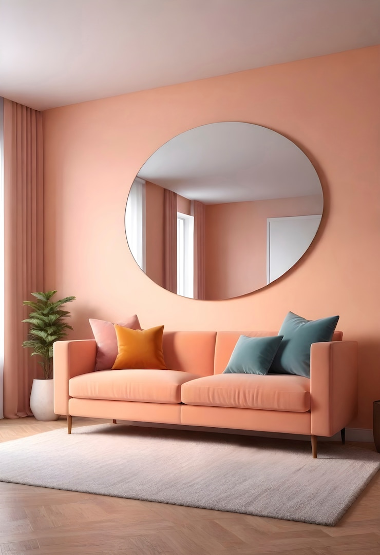 Foto grátis vista do espaço de design de interiores com a cor do mobiliário e decorações do ano