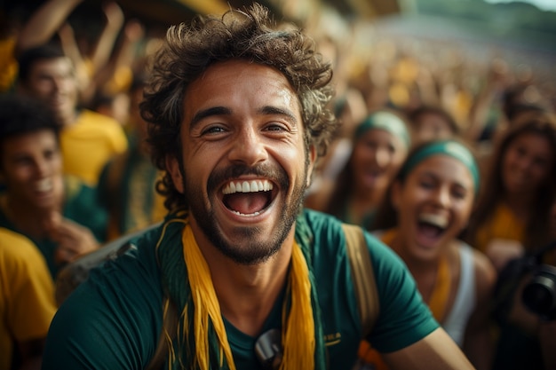 Foto grátis vista do fã de futebol curtindo a partida