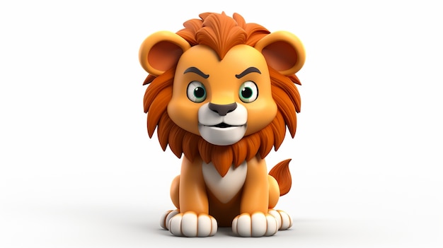 Foto grátis vista do filhote de leão de desenho animado em 3d