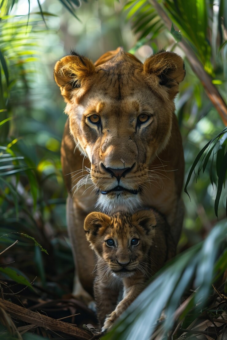 Foto grátis vista do leão em seu habitat natural