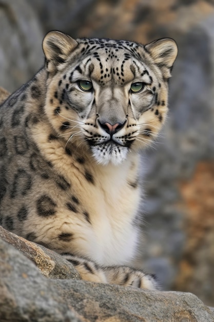 Foto grátis vista do leopardo selvagem da neve na natureza