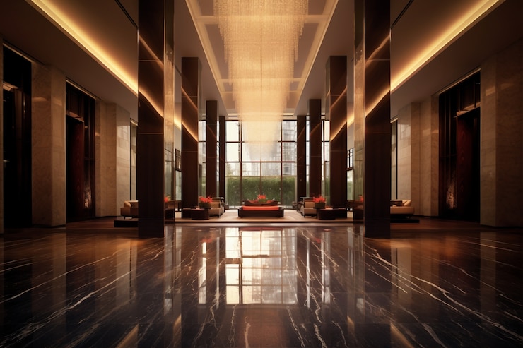 Foto grátis vista do luxuoso espaço interior do hotel