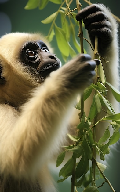 Foto grátis vista do macaco gibão selvagem