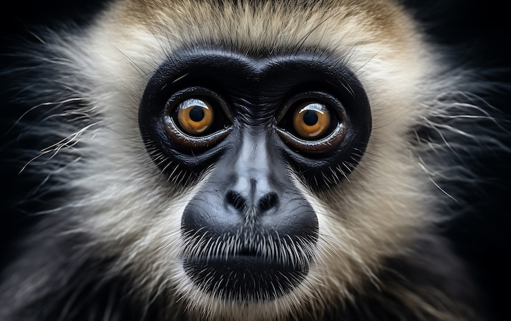 Foto grátis vista do macaco gibão selvagem