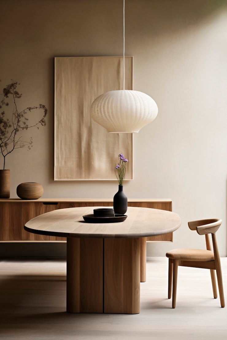 Foto grátis vista do minimalismo nórdico e mistura de design de interiores wabi-sabi japonês