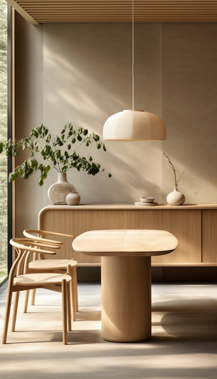 Foto grátis vista do minimalismo nórdico e mistura de design de interiores wabi-sabi japonês
