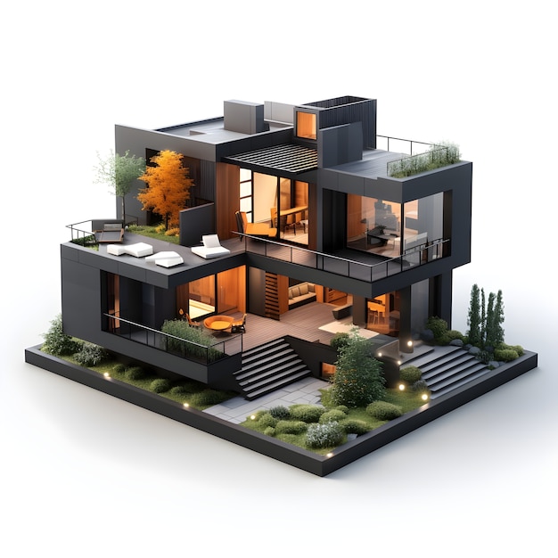 Vista do modelo de casa 3D