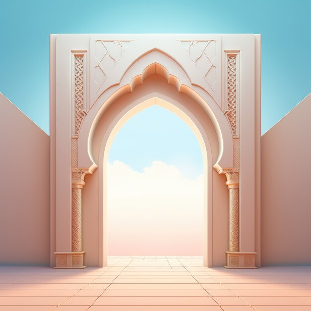 Vista do motivo de arco islâmico 3D