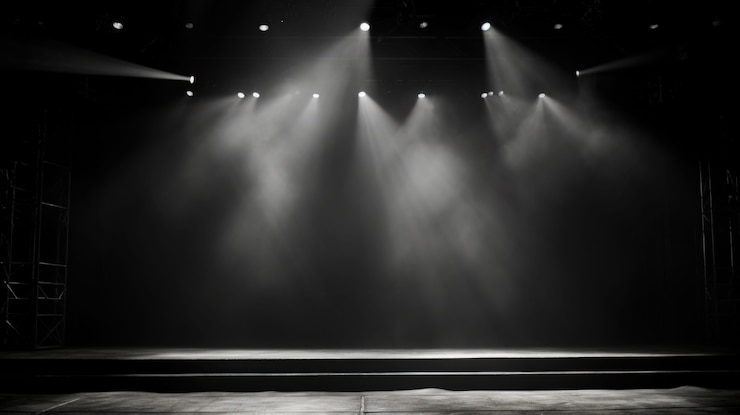 Foto grátis vista do palco do teatro em preto e branco