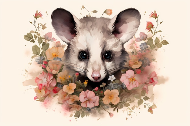 Vista do personagem de desenho animado opossum