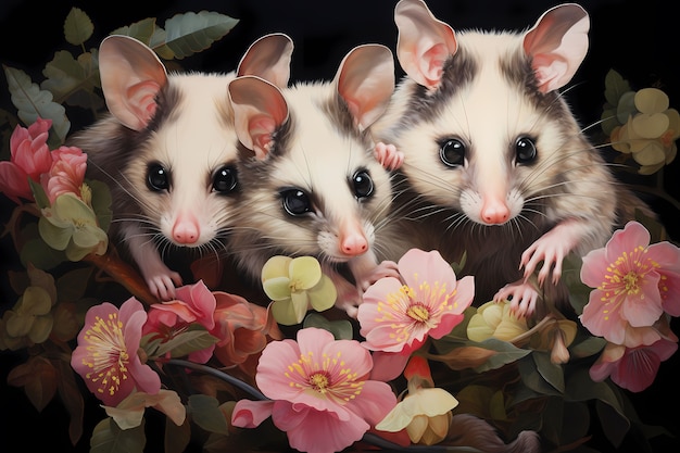 Vista do personagem de desenho animado opossum