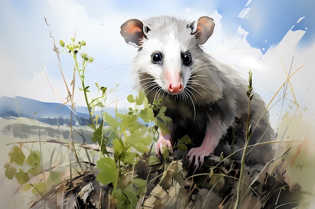 Vista do personagem de desenho animado opossum