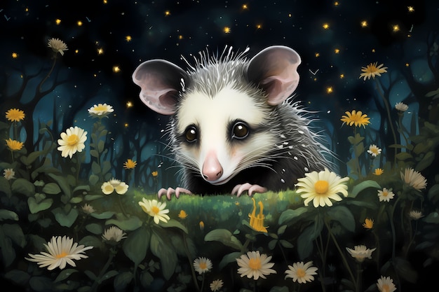 Vista do personagem de desenho animado opossum