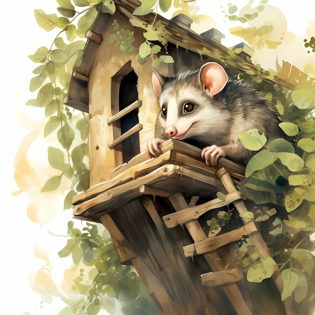 Vista do personagem de desenho animado opossum