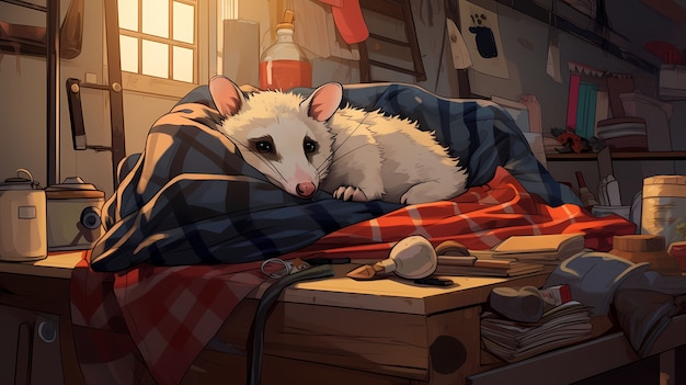 Foto grátis vista do personagem de desenho animado opossum