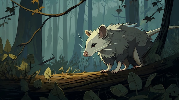 Foto grátis vista do personagem de desenho animado opossum