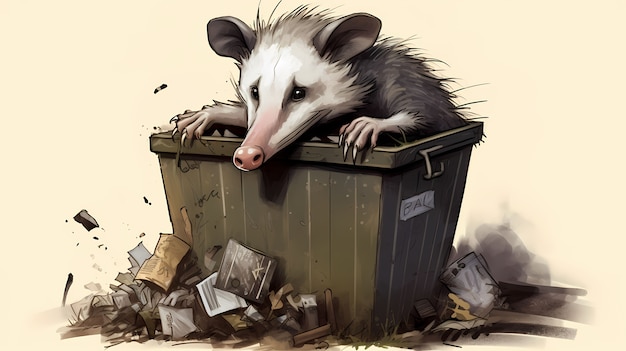 Vista do personagem de desenho animado opossum