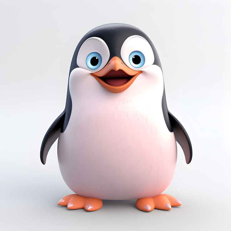 Foto grátis vista do pinguim 3d animado de desenho animado